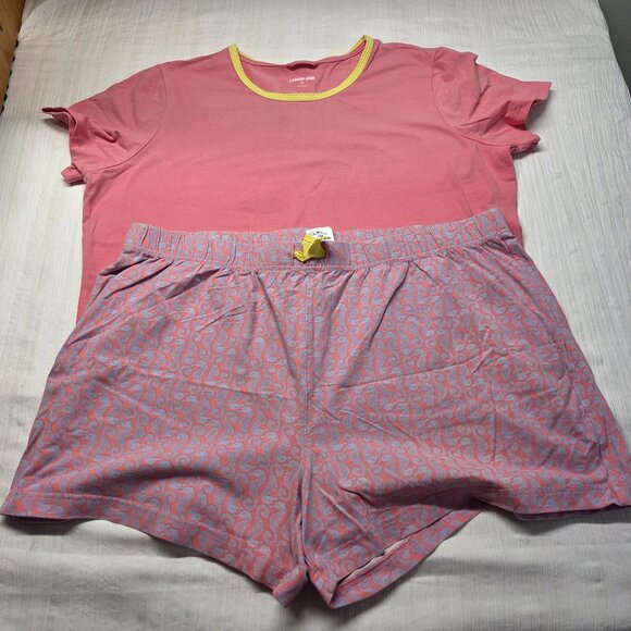 Lands' End Extra Large Pink Purple Seahorse Print Shortsleeve Shorts Pj Set - Picture 1 of 10